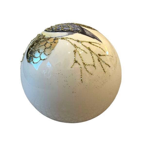 VITBIS Poland Hand Painted Glass Ornament 4in Blue Bird Gold Pinecone NEW - Picture 5 of 10